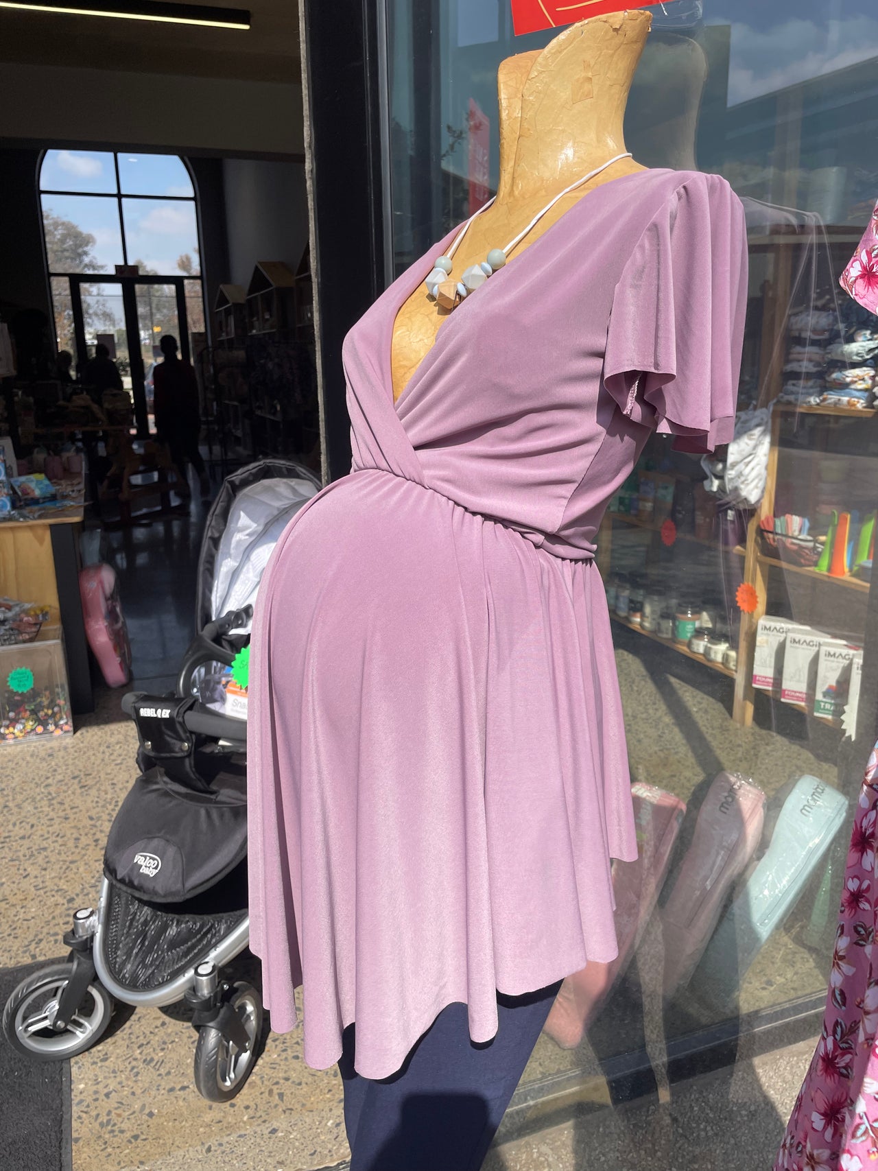 Nika - Mauve fold-over maternity top
