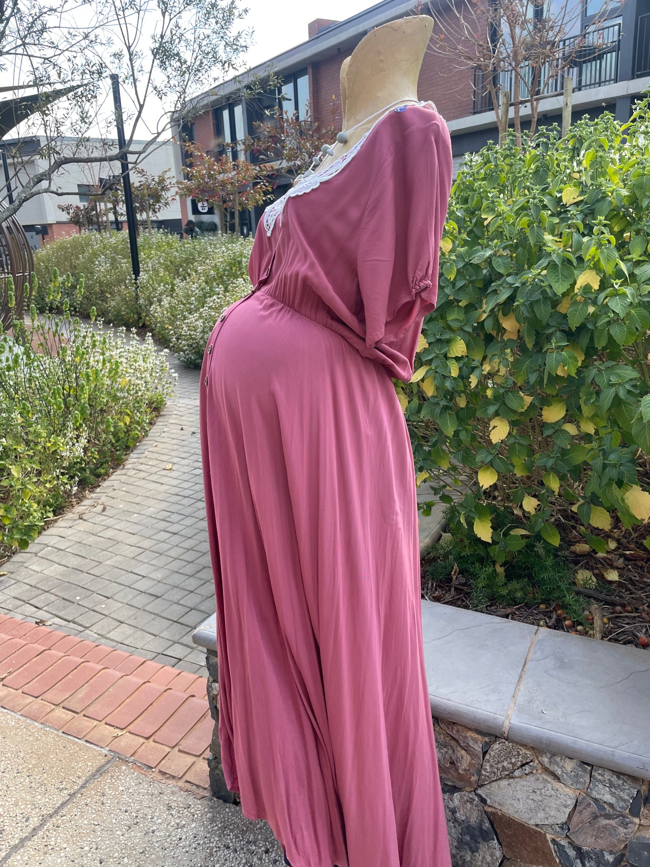 Nika - Dusty pink button up maternity dress