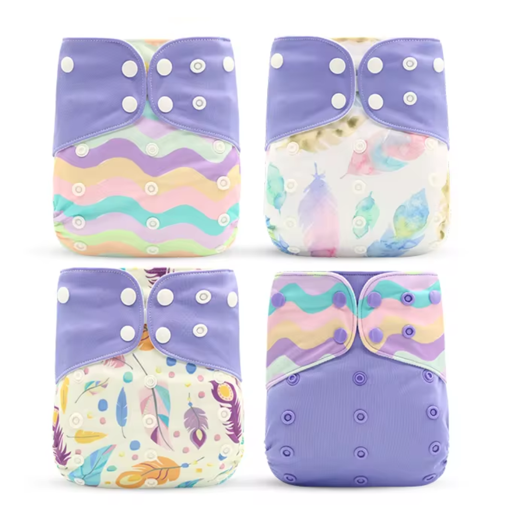 4 Pack Happy Flute pockets - Lilac rainbow