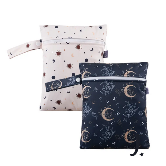 Gold stars and moons, Night time small wet bag