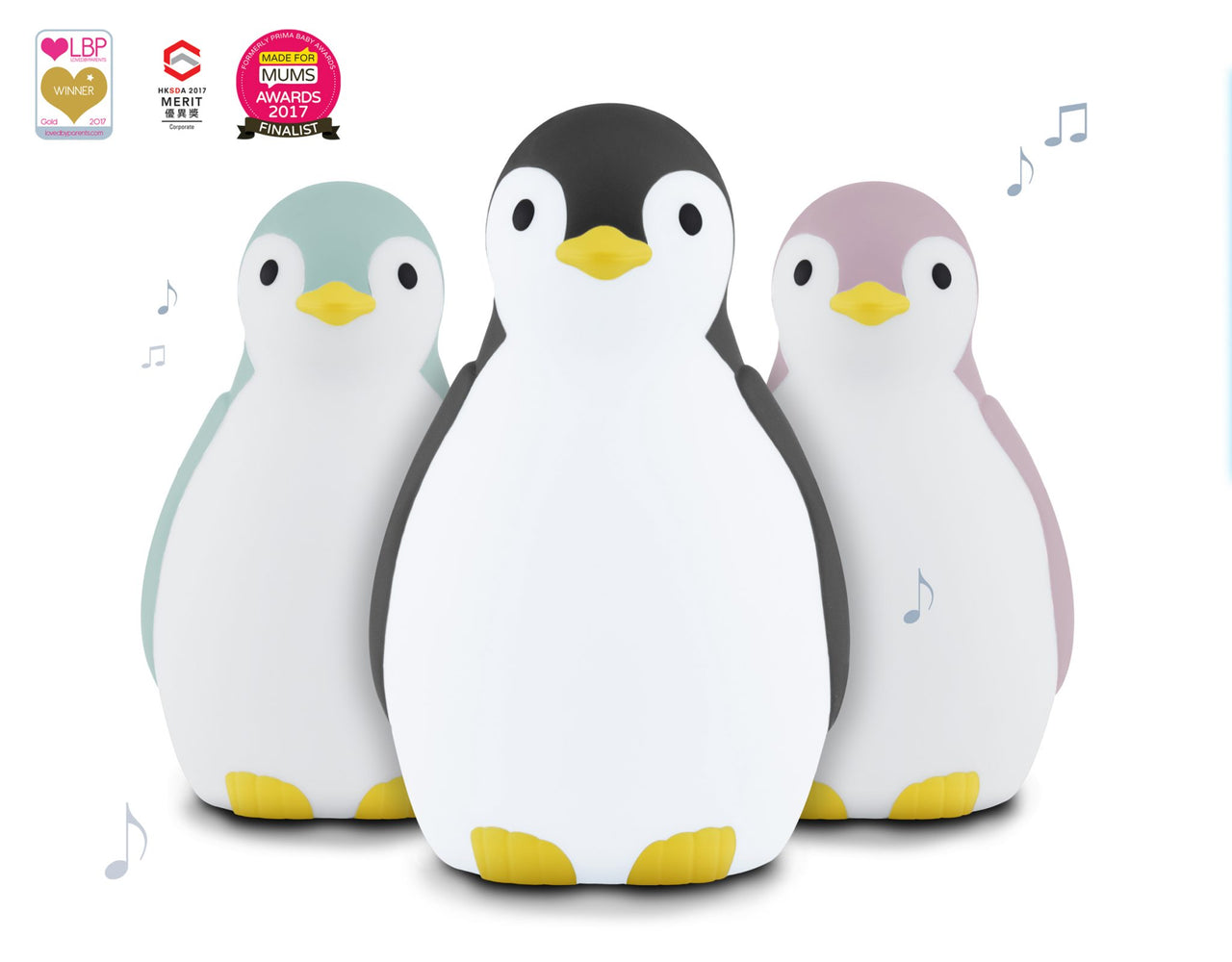Pam the penguin SLEEPTRAINER with nightlight and wireless speaker