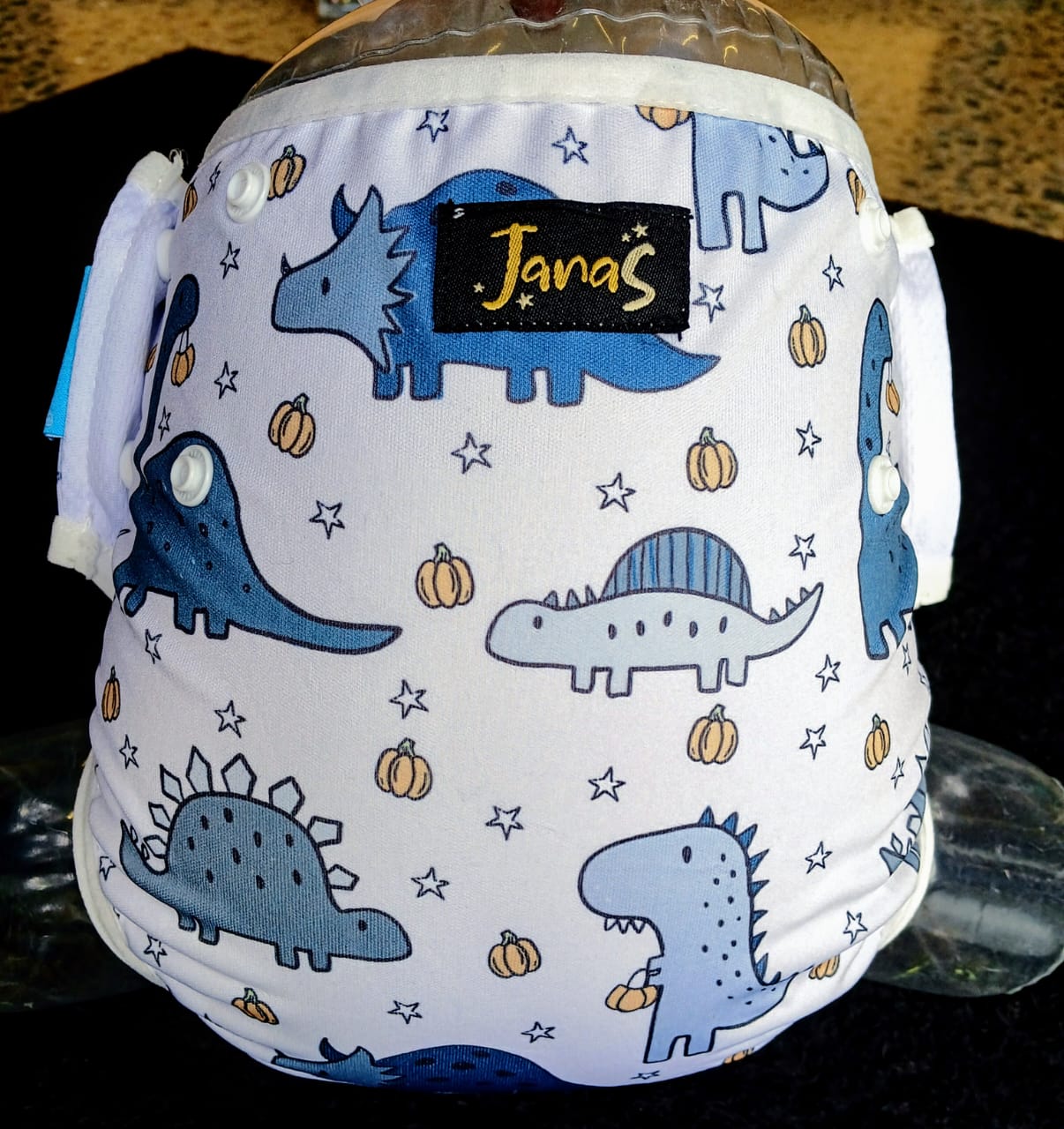 Swim Diaper, Blue drawing dino