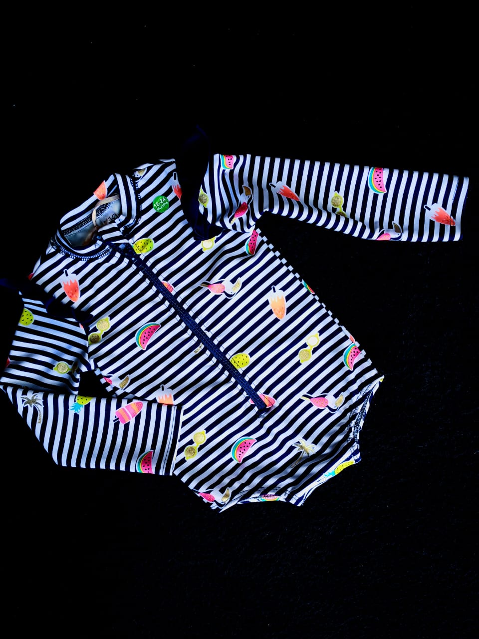 Navy stripe beach girl swimsuit