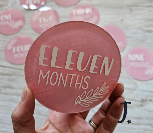 Handmade acrylic Milestone disks -Pink