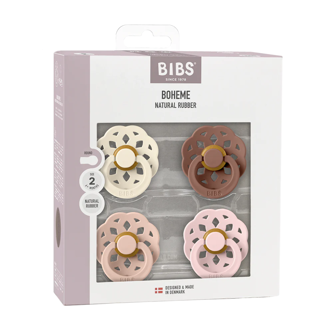 BIBS Boheme pacifier, 4 pack,  size 1 and 2
