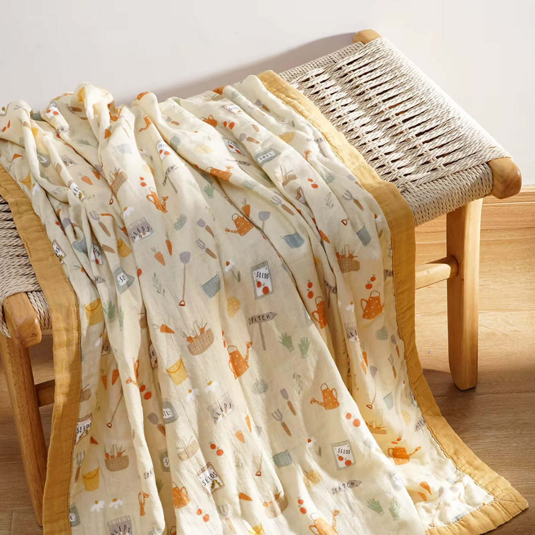 Bamboo cotton muslin blanket - 4 layers - Lets garden