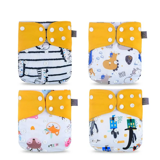4 pack Elinfant grey lining pockets, Cute animals and dinos