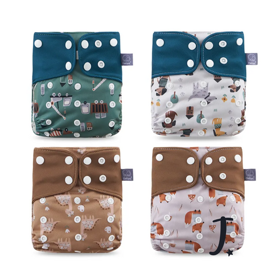 4 pack Elinfant grey lining pockets, Brown & green collection