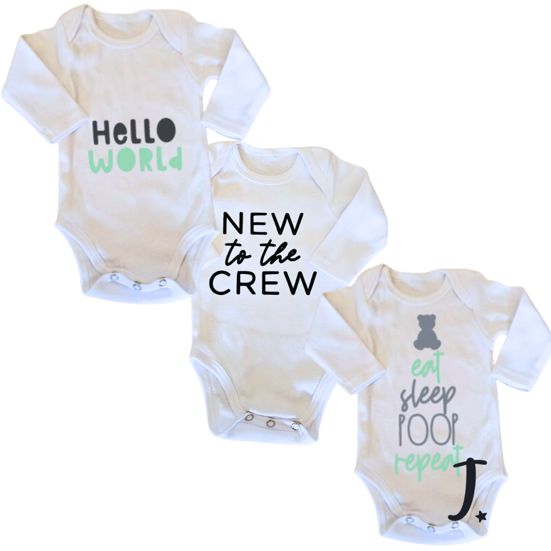 Baby green gift set, long sleeve vest - 100% cotton
