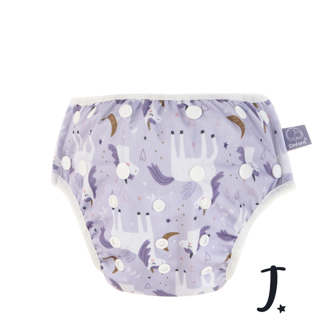 Purple unicorn swim diaper - Grey inner