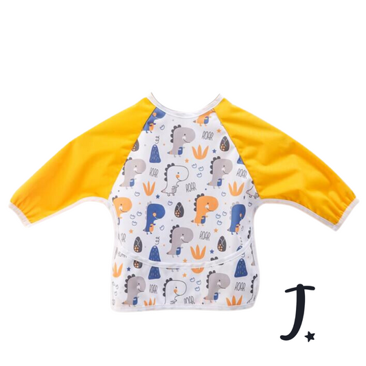 Long sleeve bib - Baby dino - Yellow