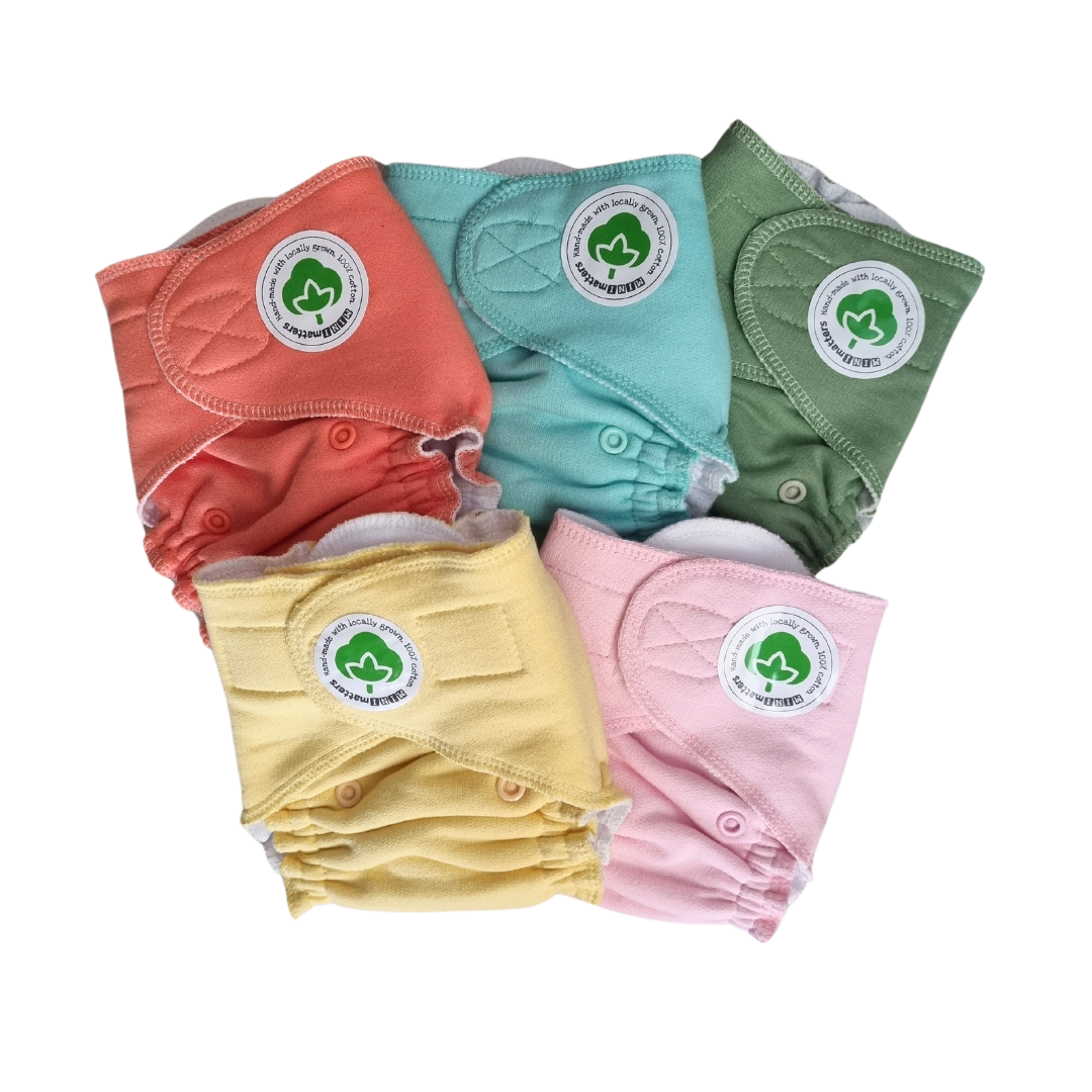Newborn Fitted Nappy - Velcro closure and snaps