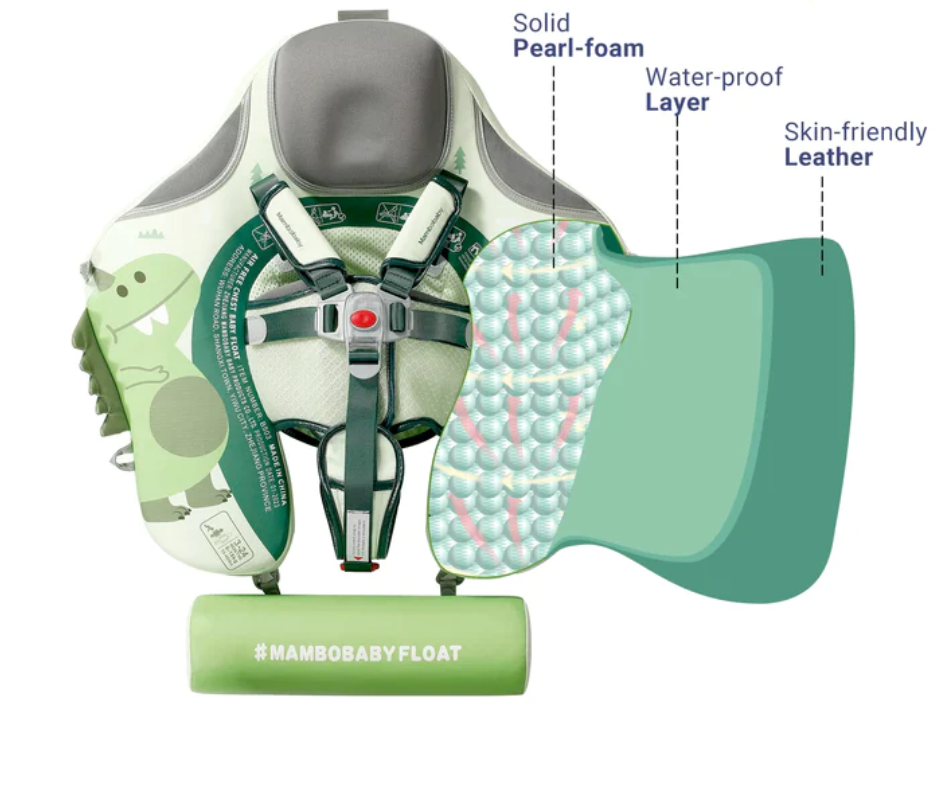 Mambobaby chest and back float - Air free - With canopy - Dinosaur