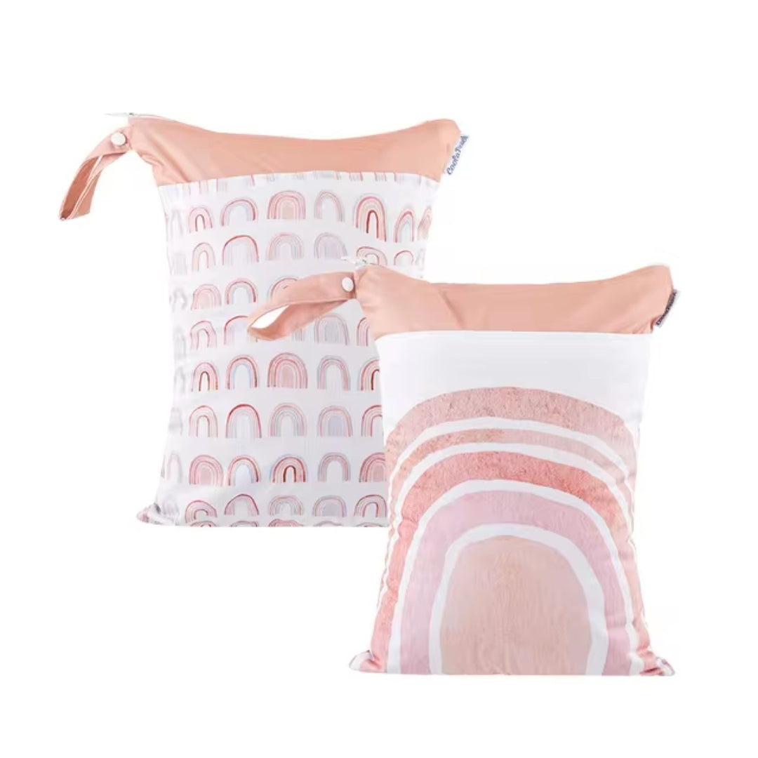 Happy Flute Wet bag,  peach rainbows 2 pack