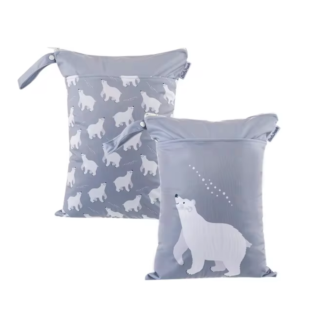 Happy Flute Wet bag, Grey Polar Bear - 2 Pack