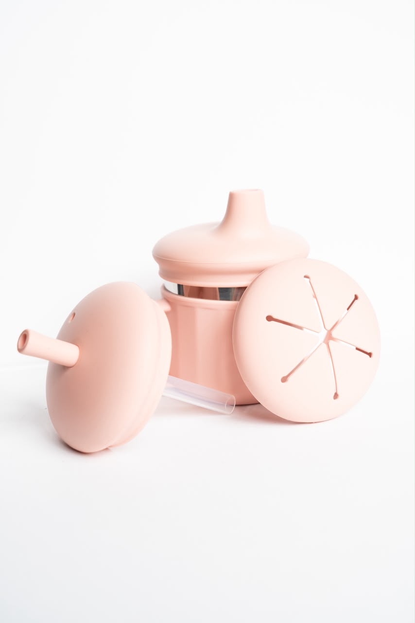 2-in-1 Stainless Steel Sippy & Snack Cup with Straw | 220ml