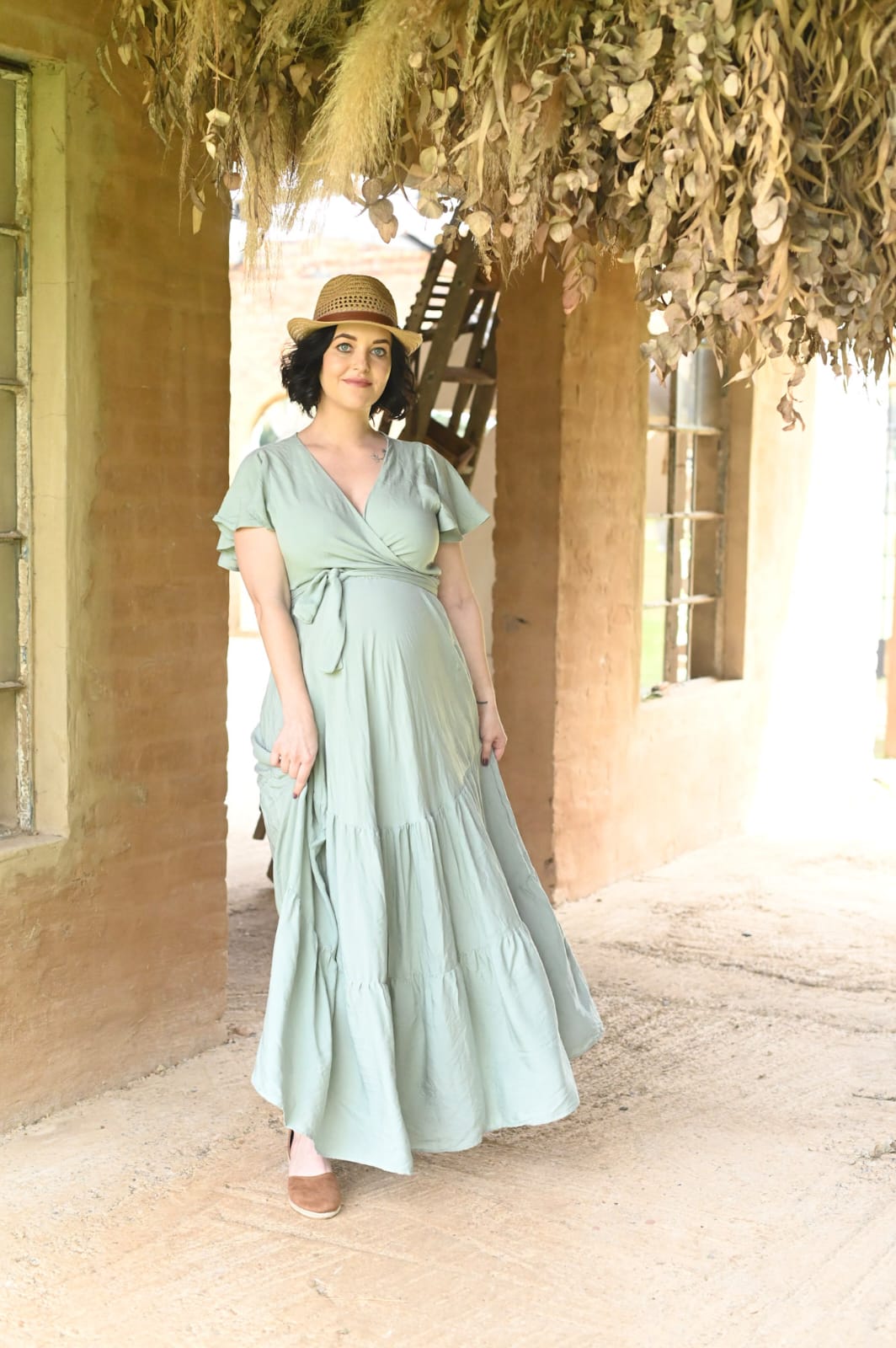 Nika - Sage infinity maternity dress