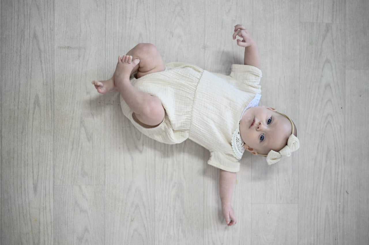 Nika - Cream girl romper and headband set