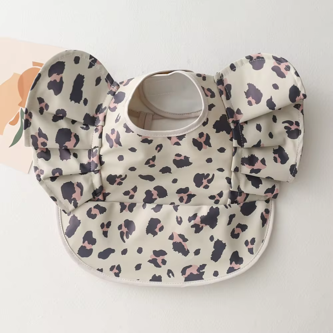 Ruffle bib - Leopard print beige