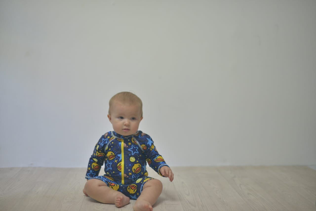 Navy duckie boy swimsuit without press studs