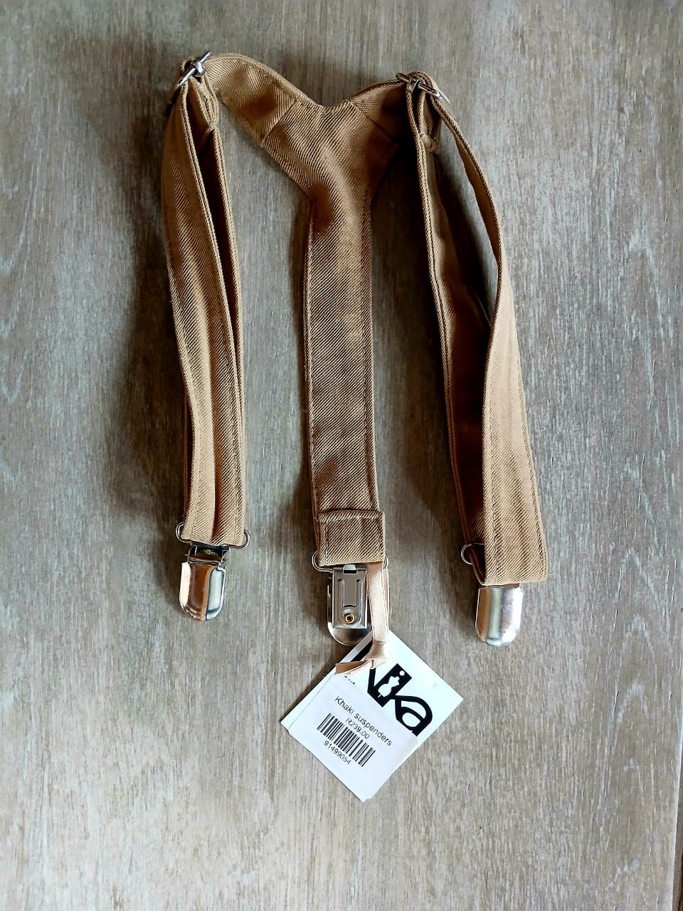 Khaki suspenders