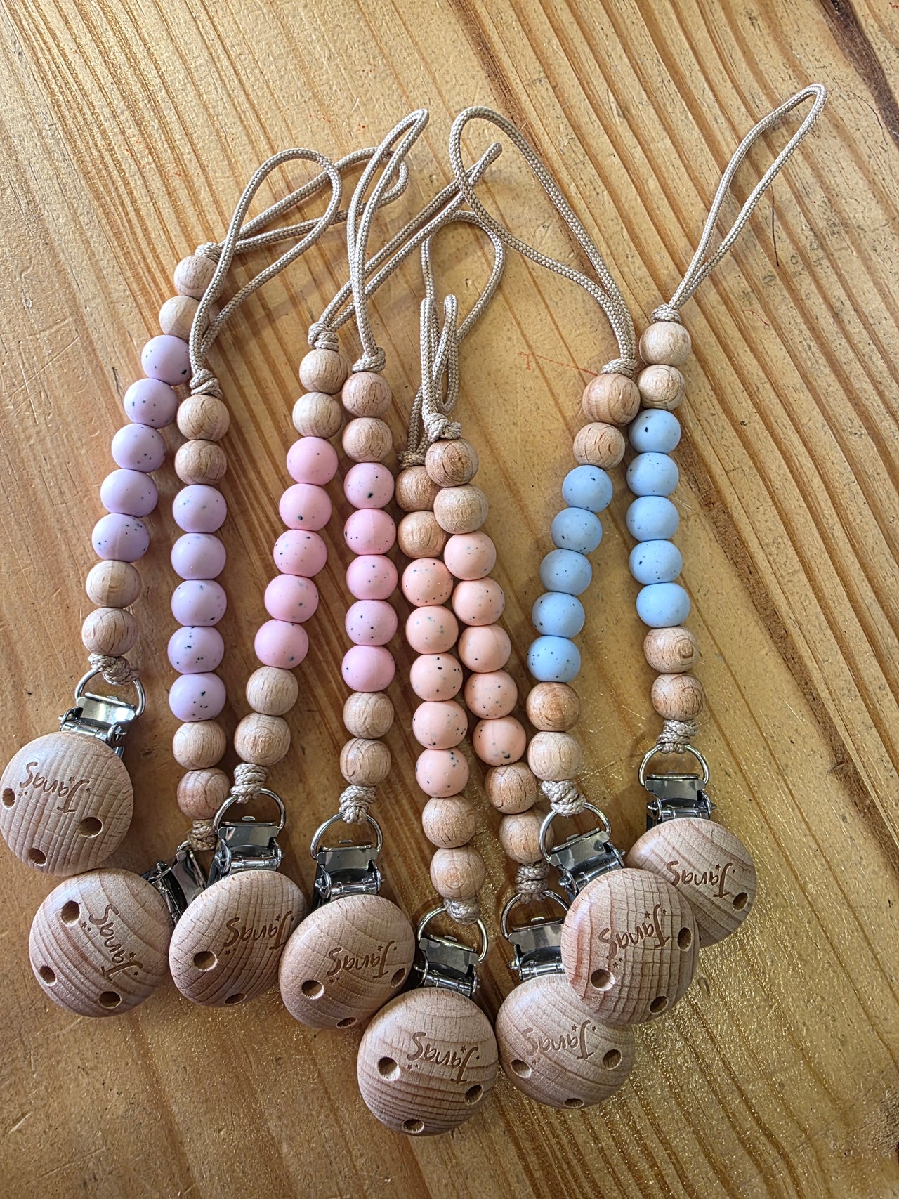 Solid dummy clips - pastels with specs