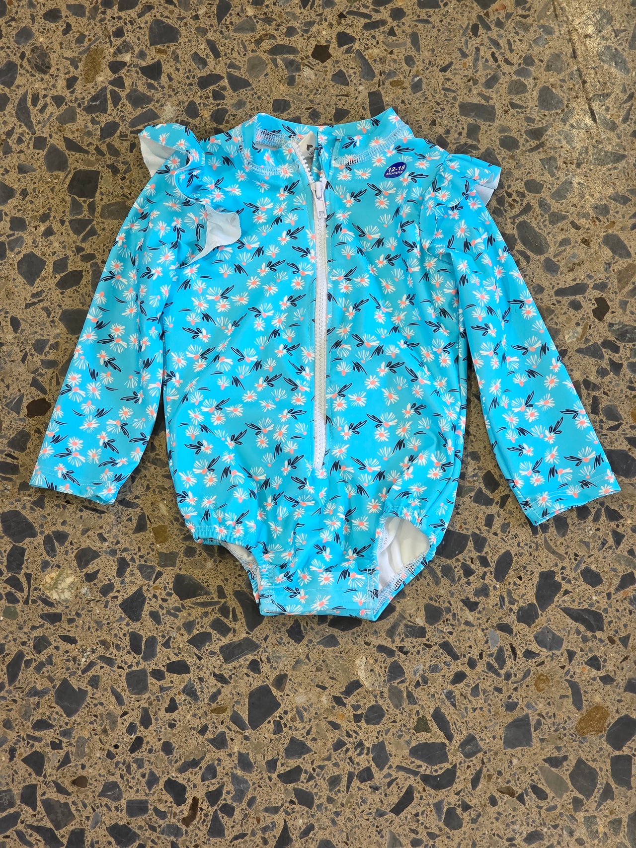 Nika - Blue floral girl swimsuit