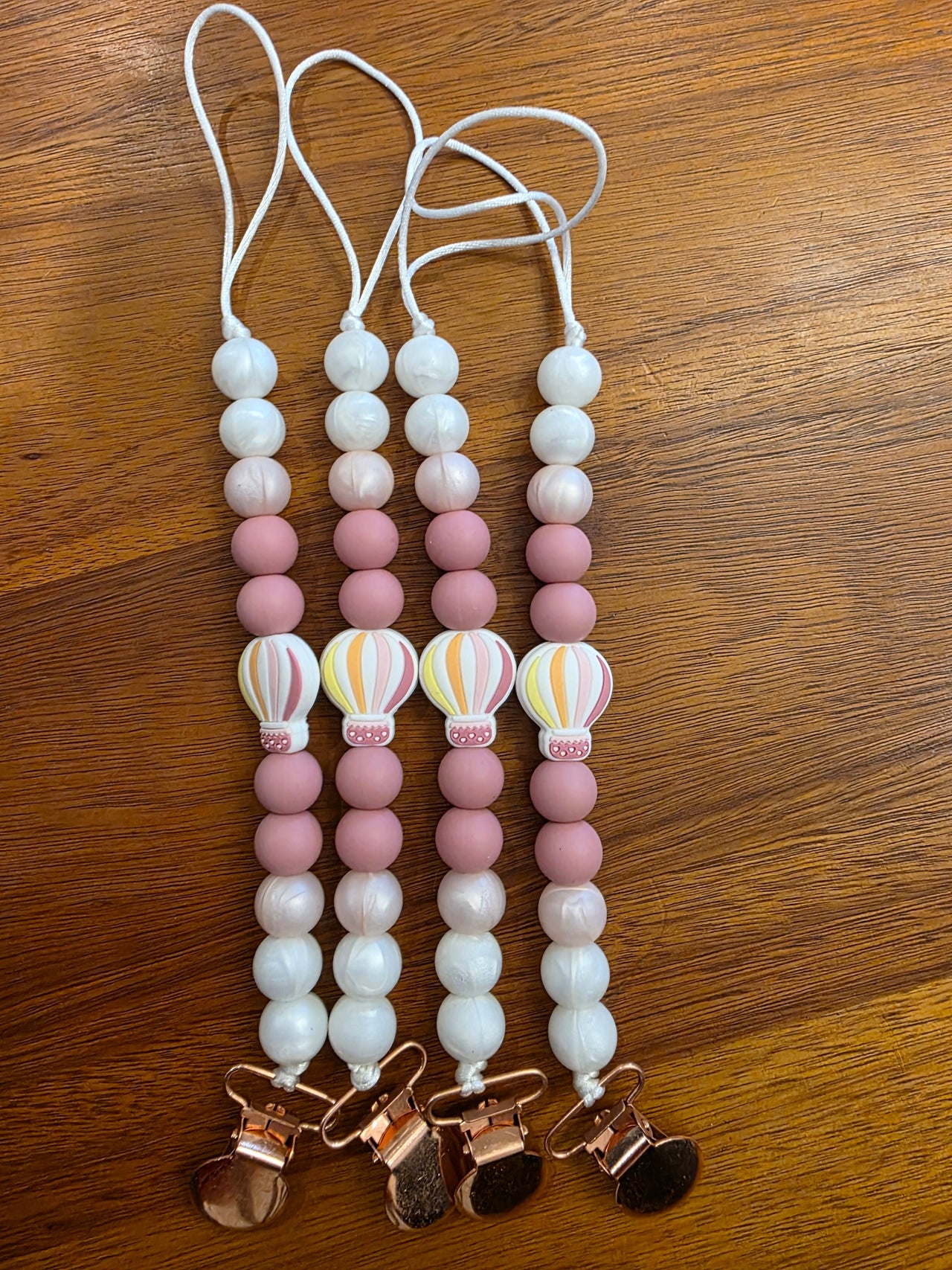 Pink hot air balloon Silicone Dummy Clip