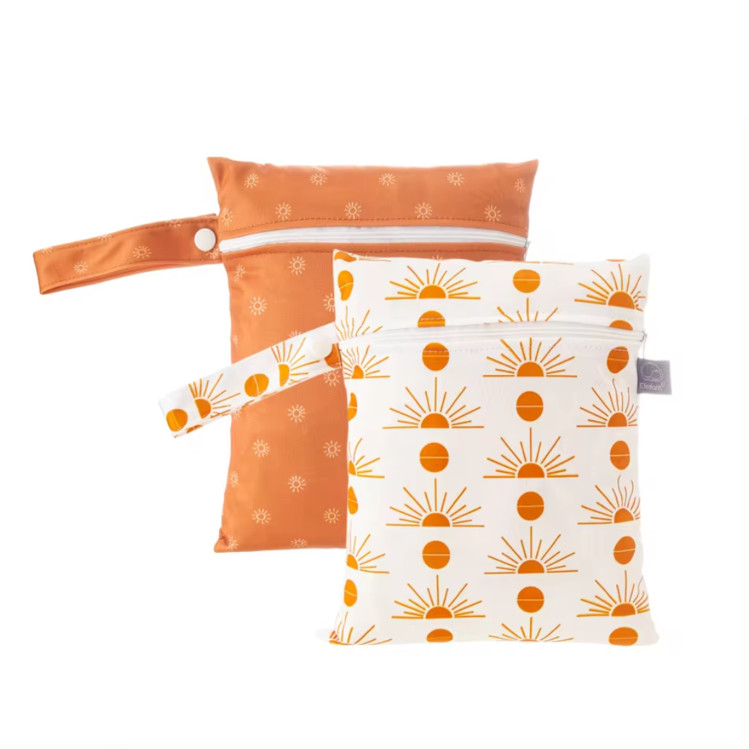Rust suns, white with suns Small wet bag