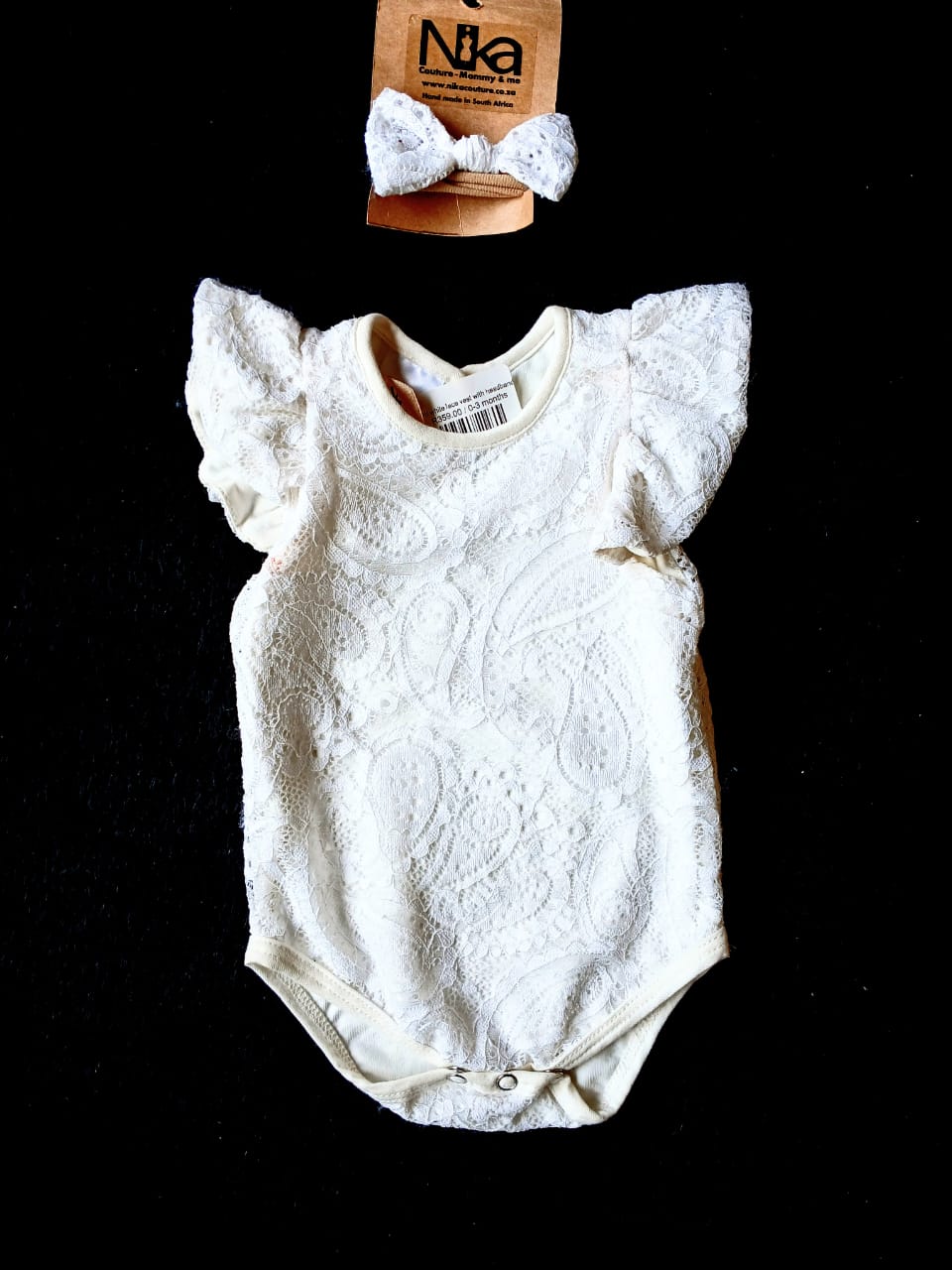 Off white lace vest with headband