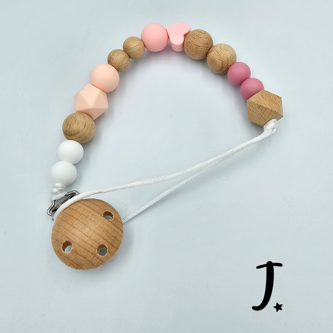 Pink and hearts Silicone Dummy Clip