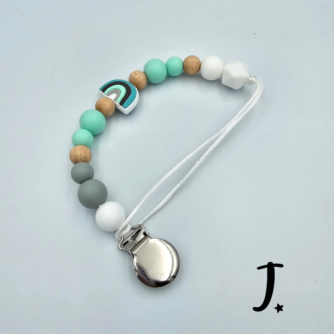 Mint Rainbow Silicone Dummy Clip