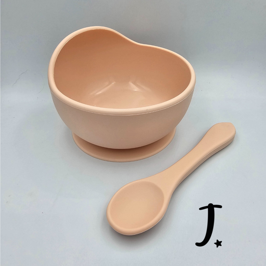 Silicone suction bowl with spoon