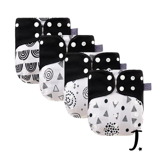 4 pack Elinfant coffee fibre pockets, black and white