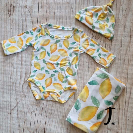 Lemon tree, Newborn Swaddle set and vest