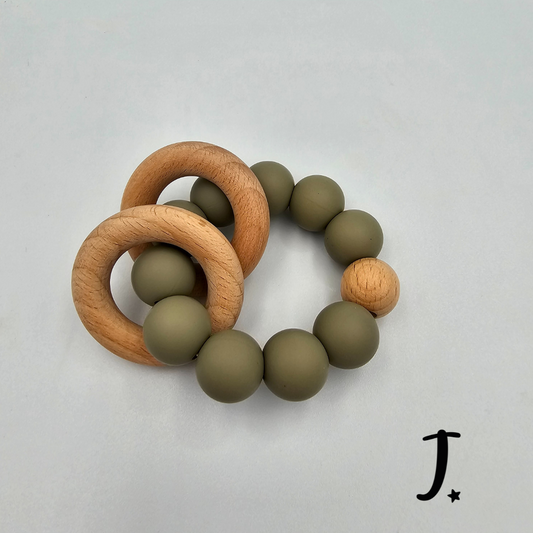 Silicone & Wooden Teether Olive