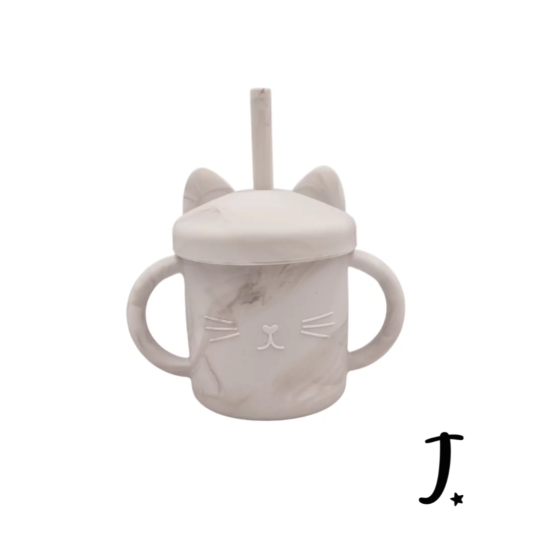 Kitten Silicone Cup with a Straw