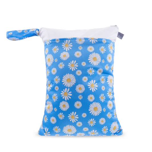 Light blue with white flowers medium wetbag