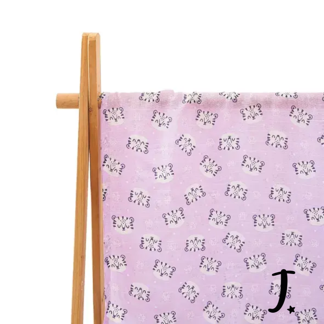 Bamboo cotton muslin blanket - Lilac tigers