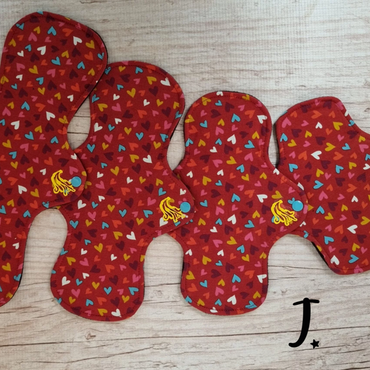 Red hearts Cloth Menstrual Pads