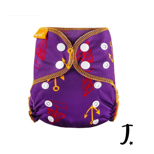 Newborn Happy Flute reusable cloth diaper, ALL-IN-ONE, purple