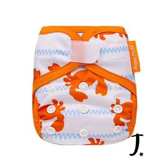 Newborn Happy Flute Diaper Cover, Crabs Print