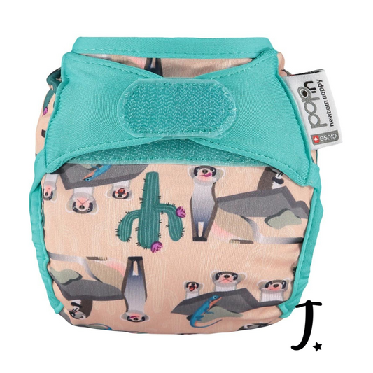 PopIn Single Printed Nappy Bamboo - Ferret (Newborn)