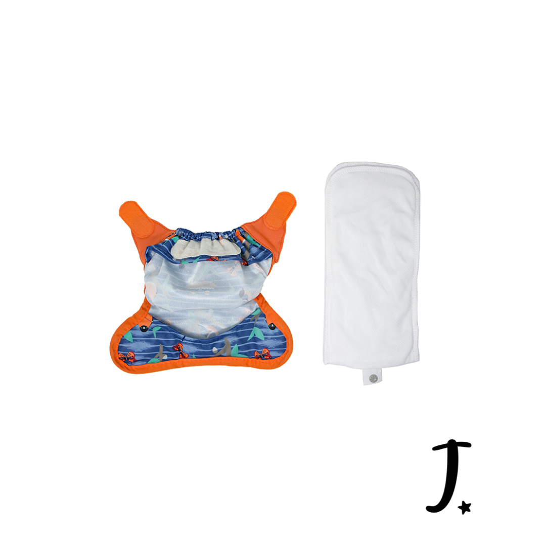 PopIn Single Printed Nappy Bamboo - Twilight Garden (Newborn)