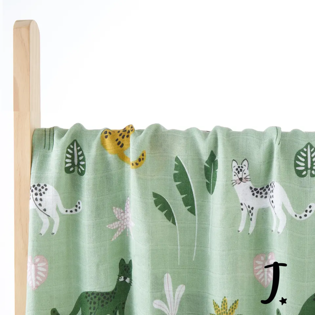 Bamboo cotton muslin blanket - Green safari
