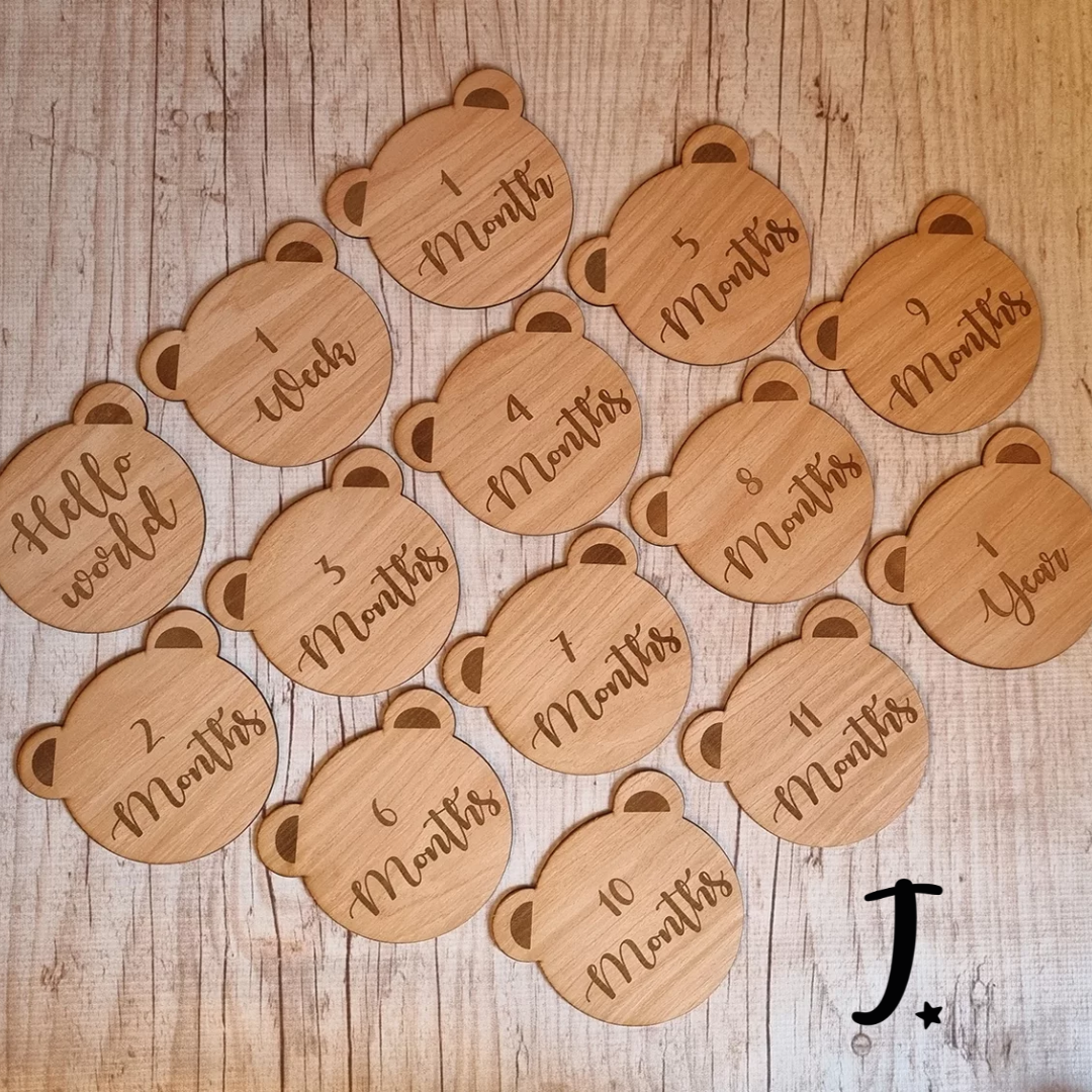 Wooden Teddy Milestone disks