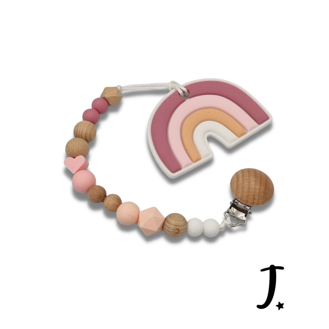 Pink and hearts Silicone Dummy Clip