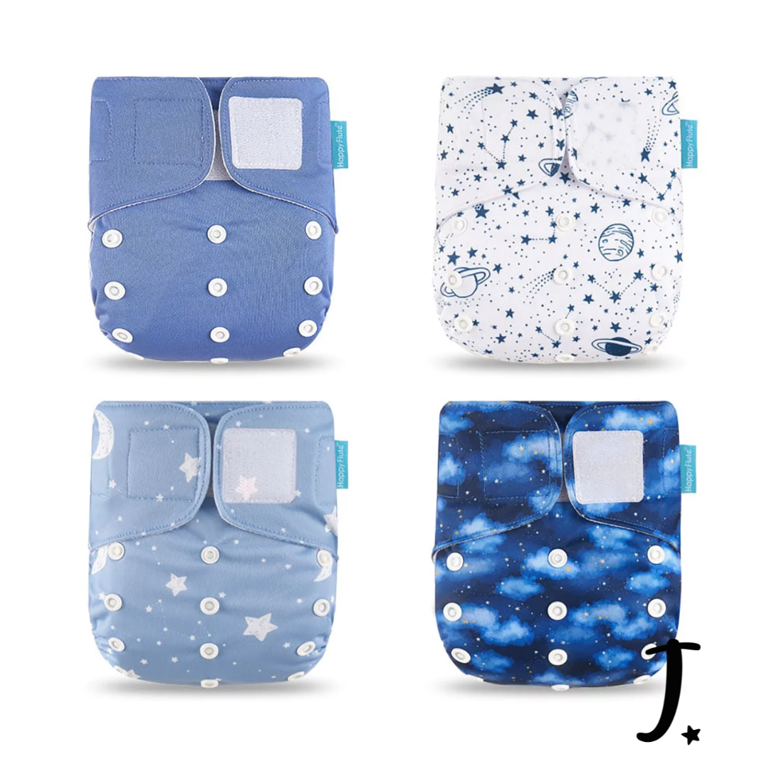4 Pack Happy Flute velcro pockets, Sky stages