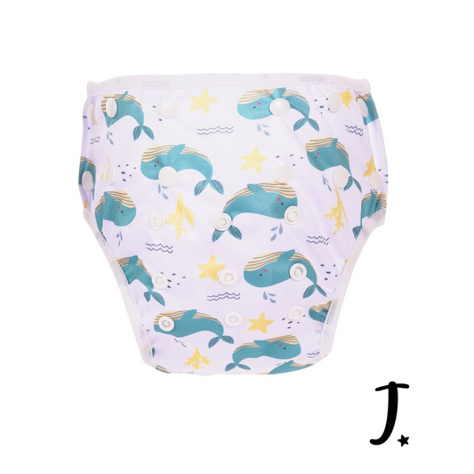 Swim Diaper, Whales & Stars Print