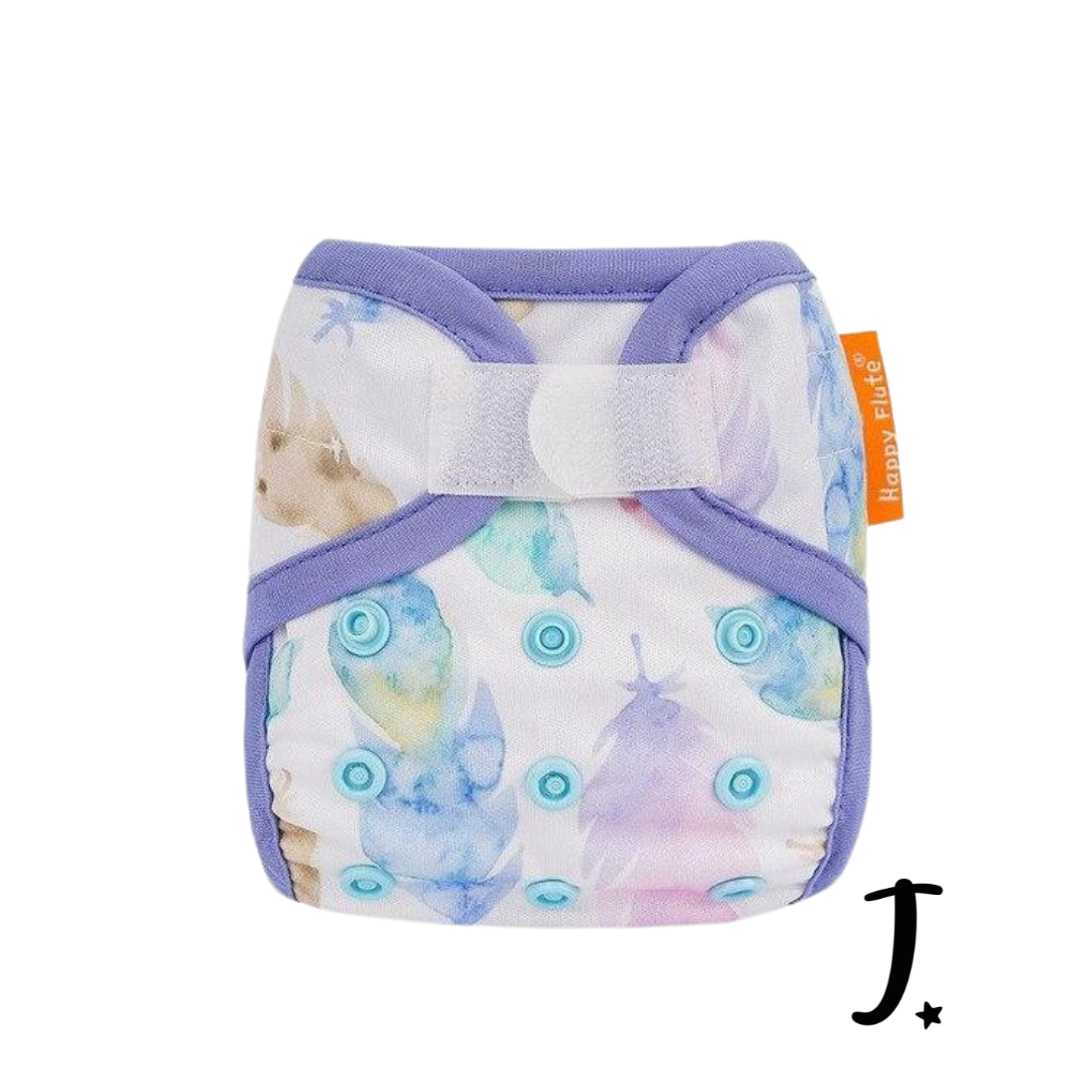 Happy Flute Newborn Velcro diaper cover, Boho leaves